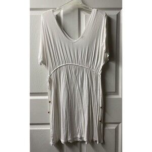 Merona Beach Coverup Womens Size Medium White Rayon Short Sleeved Knee Length
